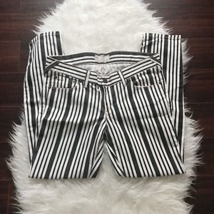 Free People Black and White Striped Jeans 29